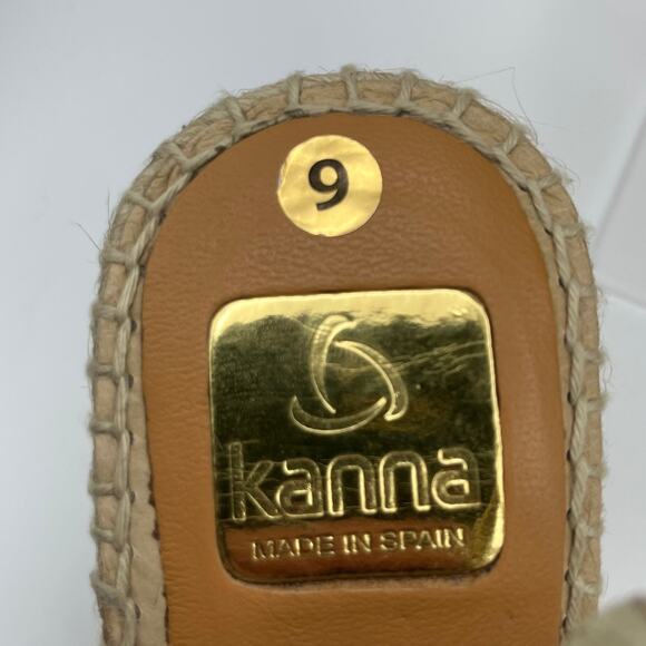Kanna Shoes Womens Size 9 40 Espadrille Wedge Sandals Metallic Leather Spain‎ - Picture 6 of 9